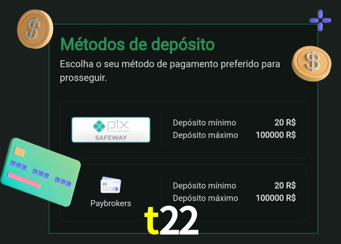O cassino t22 oferece uma grande variedade de métodos de pagamento